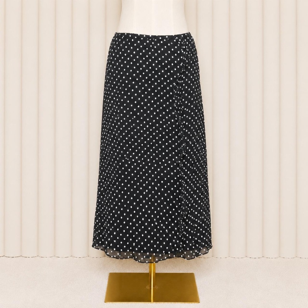 Vintage Y2K Polka Dot Ruffle Maxi Skirt